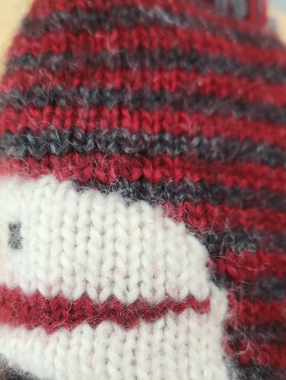 DeLux KNITWITS Striped Adult SOCK MONKEY Hat Wool Blend Fleece Lined